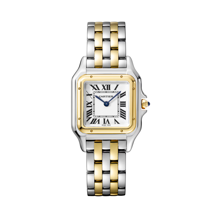 Unworn Panthère, Stainless Steel, 18k Yellow Gold, 29mm x 37mm, Ref# W2PN0007, box and papers