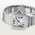 Unworn Santos, Stainless Steel, 35.1mm, Ref# W4SA0005, box and papers
