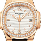 Nautilus Quartz Diamond Ladies Watch, 18k Rose Gold, 32mm, Ref# 7010R-011