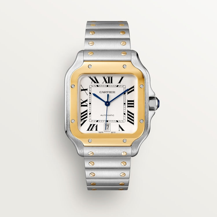 Unworn Santos, Stainless Steel and 18k Yellow Gold, 39.8mm, Ref# W2SA0009, box and papers