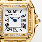 Unworn Panthère Small, 18k Yellow Gold, Diamonds, 22mm x 30mm, Ref# WJPN0067, box and papers