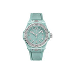 Unworn Big Bang One Click Mint Green Ceramic Diamonds 33, 485.GS.5271.RX.1204, box and papers