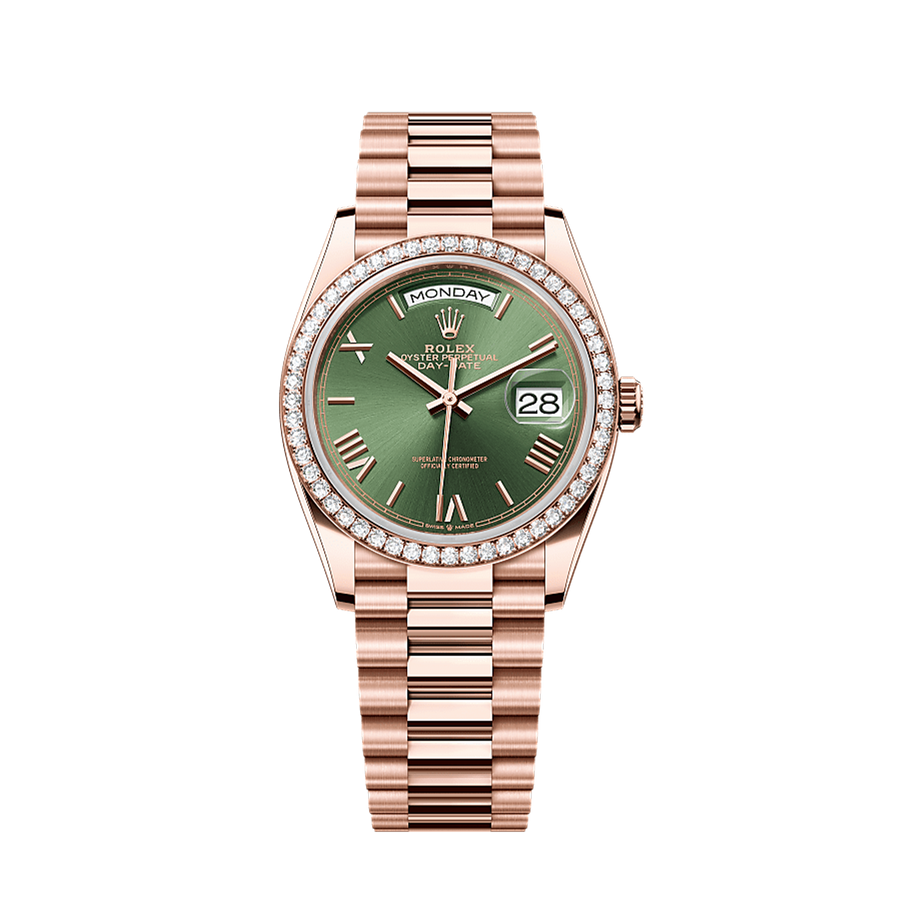 Unworn 2025, Day-Date 36, 18k Everose Gold and Diamond-set, 36mm, Ref# 128345rbr-0085, box and papers