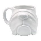 Sculpted Coffee Mug - Bulldog Face - Stoneware 14 oz. White