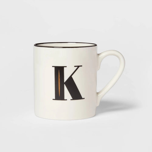16oz Stoneware Monogram K Mug White - Threshold