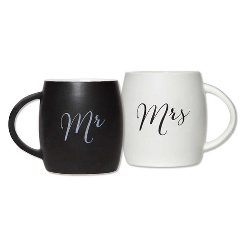 C.R. Gibson True Love Stoneware Coffee Mug Set, Mr. and Mrs.