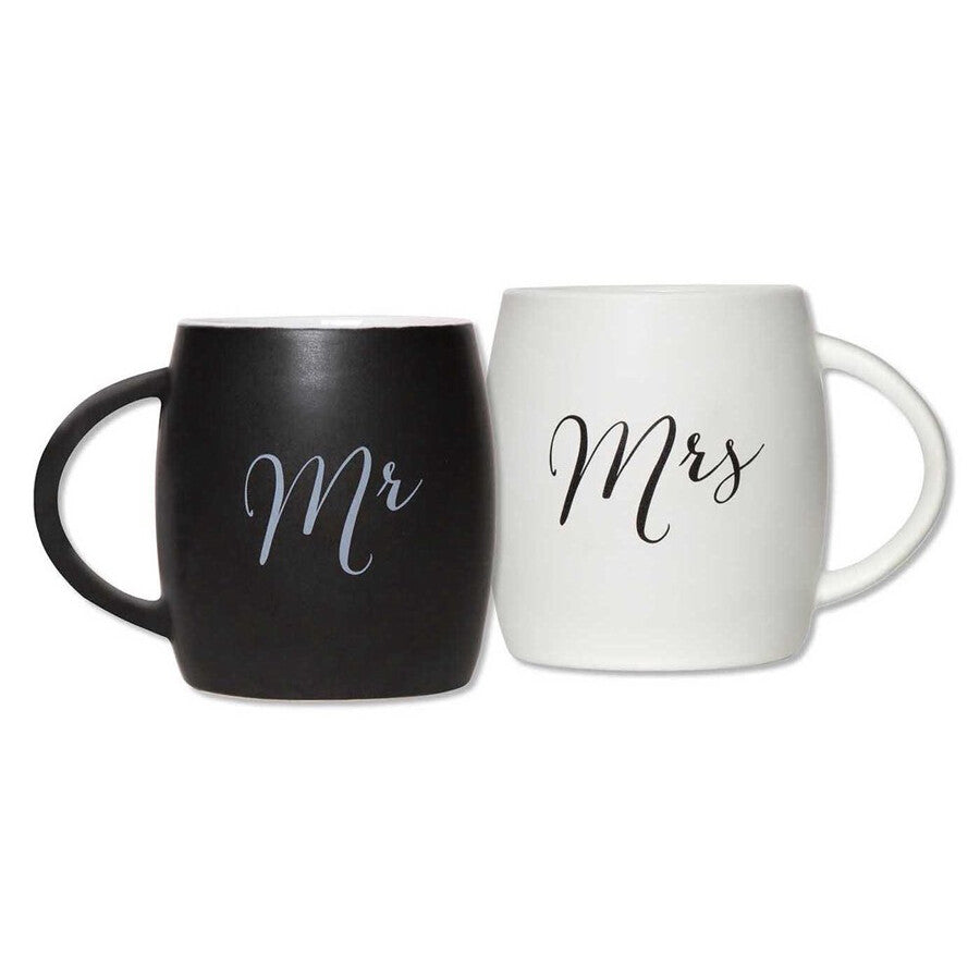 C.R. Gibson True Love Stoneware Coffee Mug Set, Mr. and Mrs.