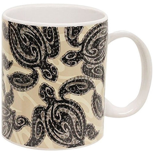 Stoneware Coffee Mugs 4 Pack Tribal Honu Turtle 11 oz.