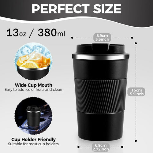 13 oz Stainless Steel Insulated Travel Coffee Mug with Flip Lid Bulk