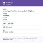 Smiley Happy Face 14 oz Stoneware Coffee Mug/Cup