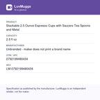 Stackable 2.5 Ounce Espresso Cups with Saucers Tea Spoons and Metal