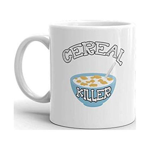 Cereal Killer Pun Funny Novelty Humor 11oz White Ceramic Glass Coffee