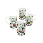 Gracie Bone China Mug Set of 4 (10-Ounce, Hydrangea Mist)