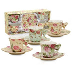 Gracie China Rose Chintz 2-Ounce Porcelain Espresso Cup and Saucer
