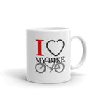 I Heart My Bike Funny Novelty Humor 11oz White Ceramic Glass Coffee