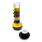 Imperial Home 6 Piece Colorful Stacking Espresso Cup and Saucer Set