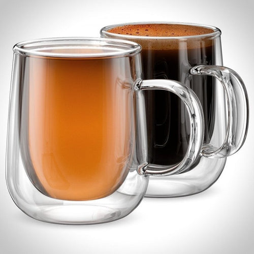 Insulated Glass Coffee Mugs Set Of 2 For Espresso,thermo Glassware