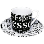 Konitz 4450530306 Set of 4 Espresso Cups-Saucers Cafe Latte Writing