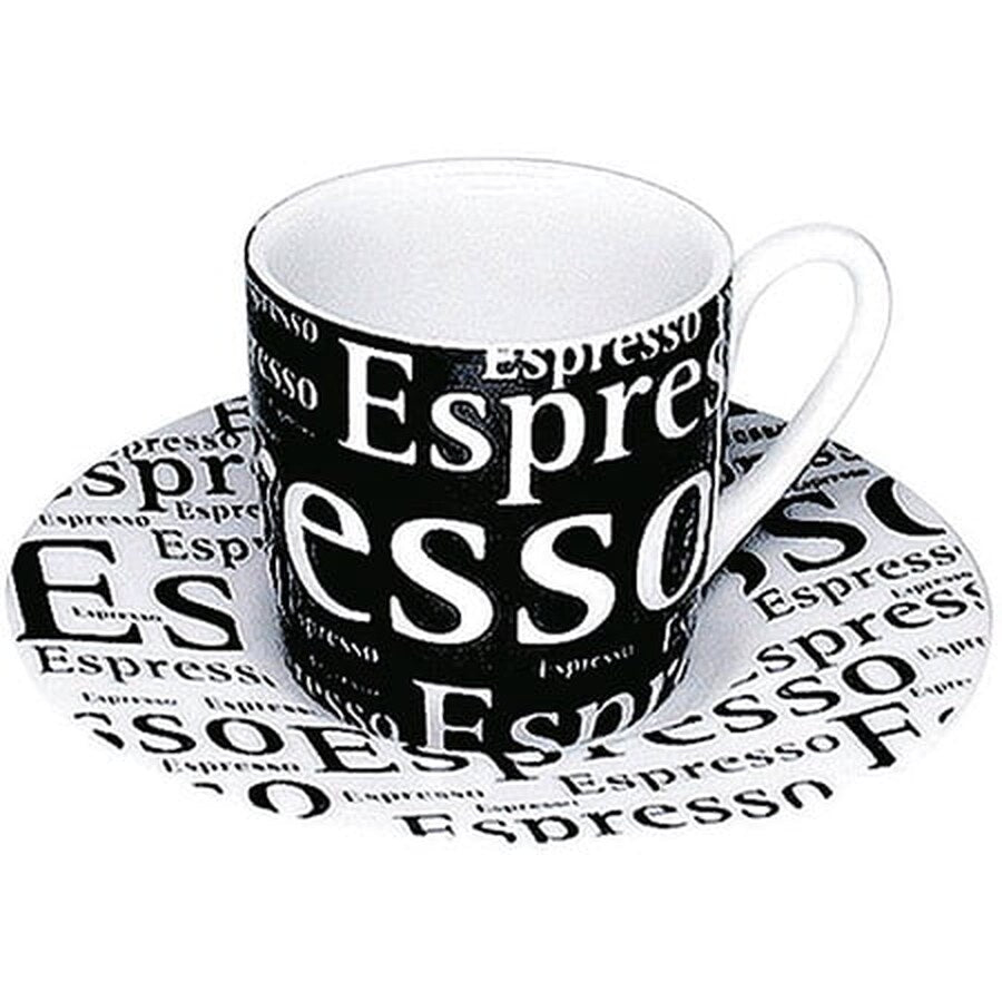 Konitz 4450530306 Set of 4 Espresso Cups-Saucers Cafe Latte Writing