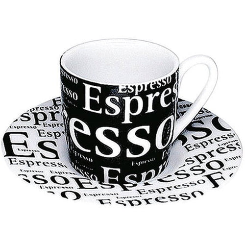 Konitz 4450530306 Set of 4 Espresso Cups-Saucers Cafe Latte Writing