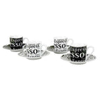 Konitz Assorted Espresso Writing Cup and Saucer (Set of 4)