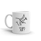 What s Up Sup Funny Novelty Humor 11oz White Glass Ceramic Coffee Tea
