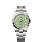 Unworn 2025, Oyster Perpetual, Oystersteel 36mm, Pistachio-green dial, Domed Oyster, Ref# 126000-0011, box and papers