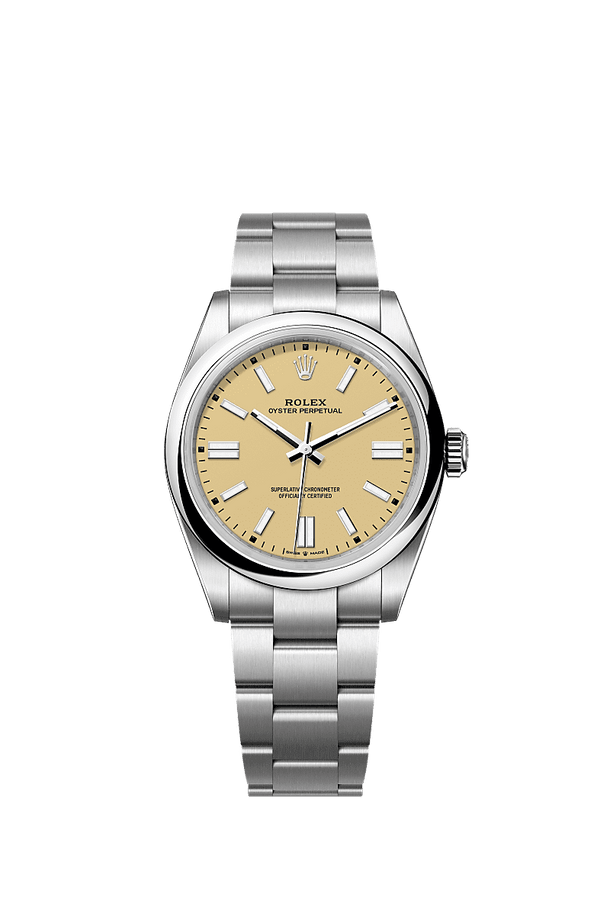 Unworn 2025, Oyster Perpetual, Oystersteel 41mm, Beige dial, Domed Oyster, Ref# 134300-0007, box and papers