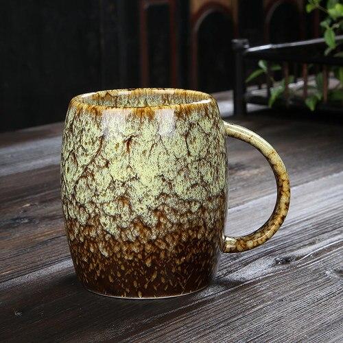 14oz Large Capacity Simple Ceramic Japanese Style Coffee Cup Mugs Rainforest - C 