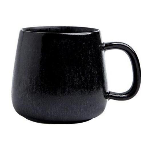 Acopa 12 oz. Black C-Handle Stoneware Mug - 36/Case