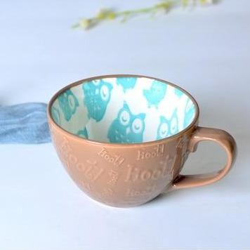 16oz Embossed Vintage Hand Painted Coffee Tea Cup Mugs Cream - 11 