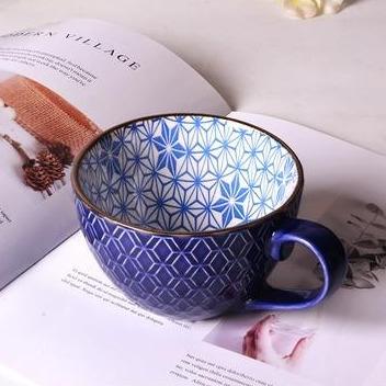 16oz Embossed Vintage Hand Painted Coffee Tea Cup Mugs Violet - 9 