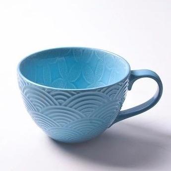 16oz Embossed Vintage Hand Painted Coffee Tea Cup Mugs Powder - 12 