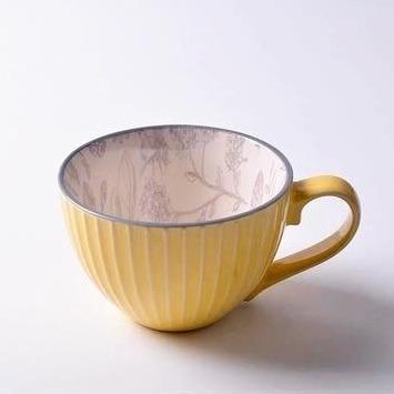 16oz Embossed Vintage Hand Painted Coffee Tea Cup Mugs Sunshine - 6 
