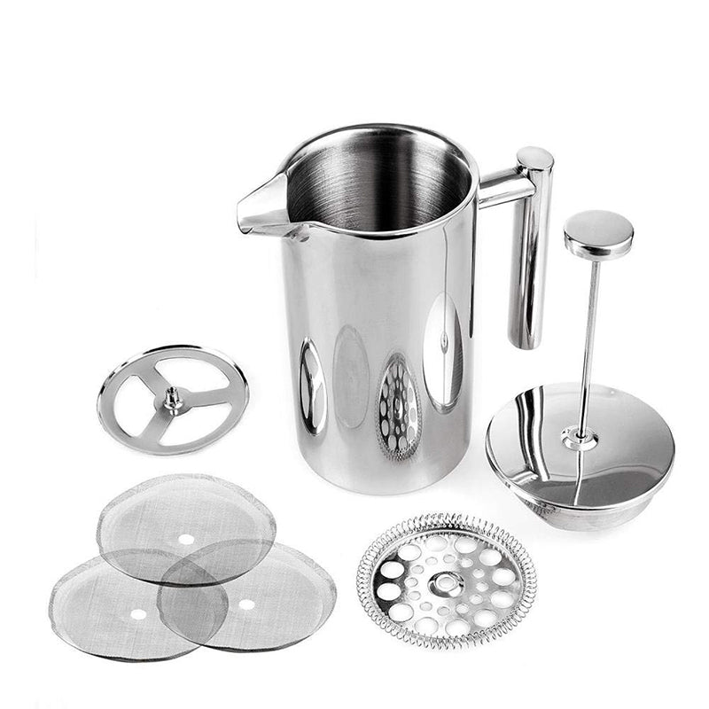 Stainless steel french press with filter parts
