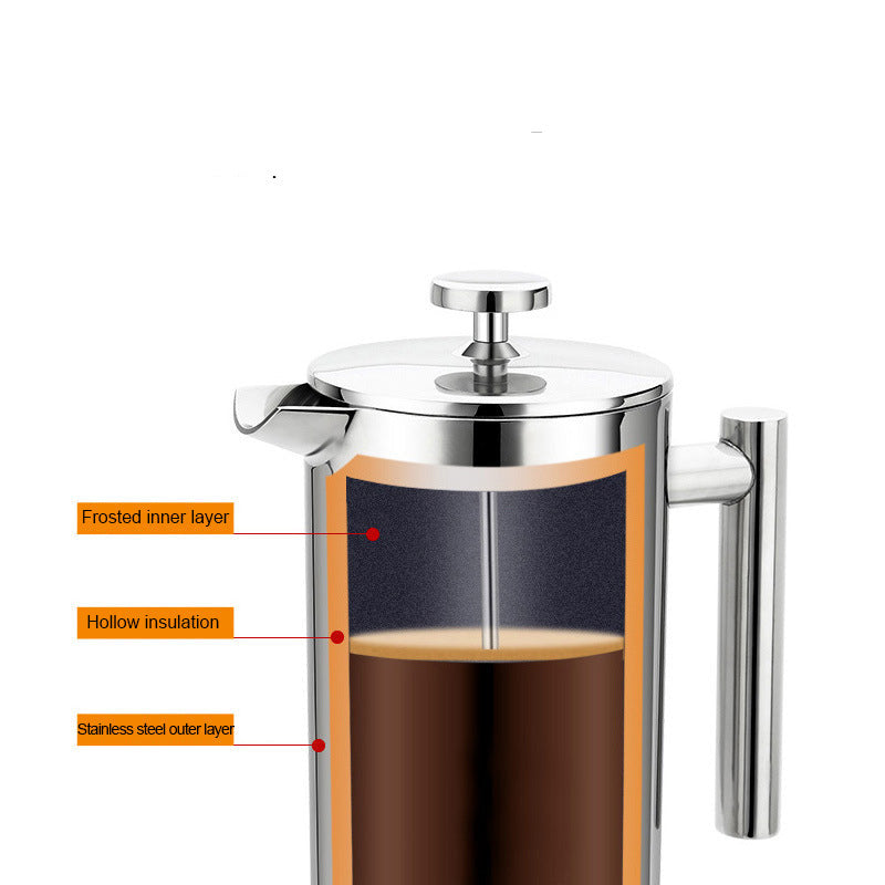 Stainless steel french press construction layers cross section
