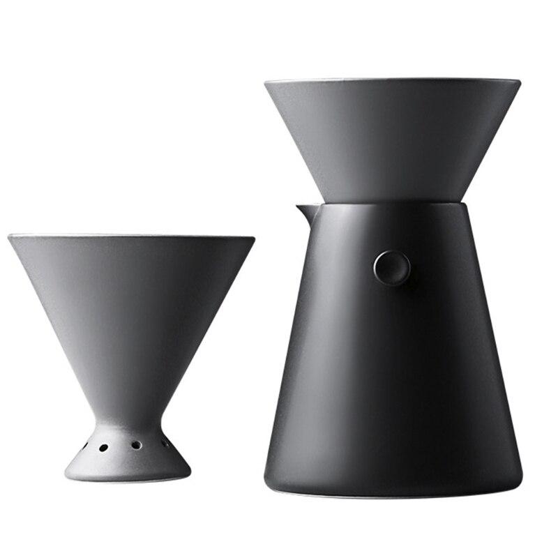 Ceramic Pour-Over Brew Coffee Set with Filter 650ml Coffee Pot Coffee Makers Slate and Onyx 