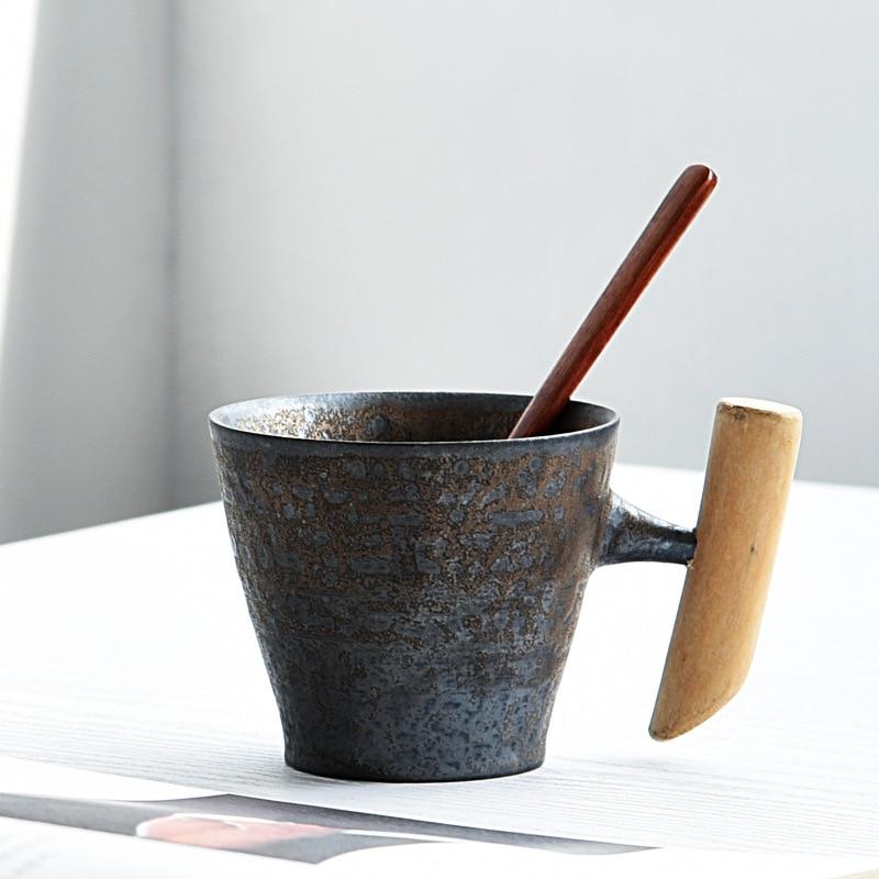 400ml Large Wooden Mug Coffee Beer Wood Cup Handmade Tea with Handle  Japanese Style Retro Drinking Drinkware Tumbler - AliExpress