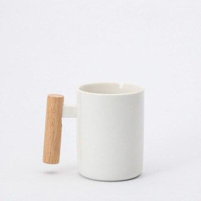 12oz Ceramic High-end Log Handle Mug Minimal Light Luxury Cups Mugs Sleek - D3 White 