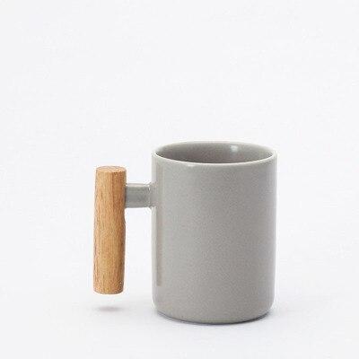 12oz Ceramic High-end Log Handle Mug Minimal Light Luxury Cups Mugs Sleek - D5 Stone 