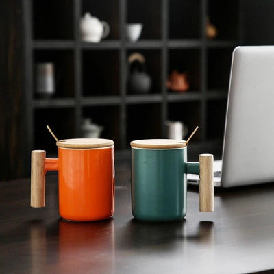 12oz Ceramic High-end Log Handle Mug Minimal Light Luxury Cups Mugs 