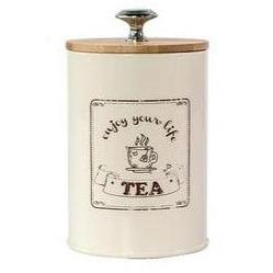 Tea Coffee Sugar Storage Jars Wooden Lid Sealed Metal Canister Tin Jar Storage Bottles & Jars TEA 