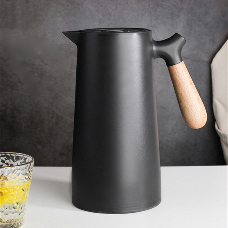 1L Large Capacity Thermos Nordic Thermal Insulation Kettle Household Thermal Insulation Pot Glass Liner Thermos Hot Water Bottle Water Kettles Black