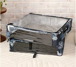 Periea Set of 2 Large Slim Storage Boxes with Gliders - Black Dots