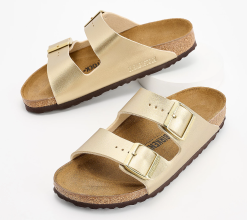 Birkenstock Two-Strap Recovery Slide Sandals - Arizona - Metallic Gold, 37