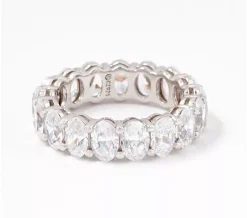 Diamonique Silver Choice Of Cut Eternity Band Ring, Platinum Clad - Oval, 4