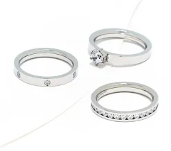Steel by Diamonique Set of 3 Band Rings - Silvertone, 7