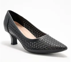 Clarks Collection Leather Perforated Heel-Kepley Sky - Black, 5.5M