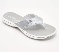Clarks Cloudsteppers Thong Sandals - Breeze Reyna - Silver, 8M