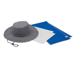 MISSION UPF50 Cooling Wide Brim Hat & 2 MAX+ Cooling Towels - Charcoal/Blue